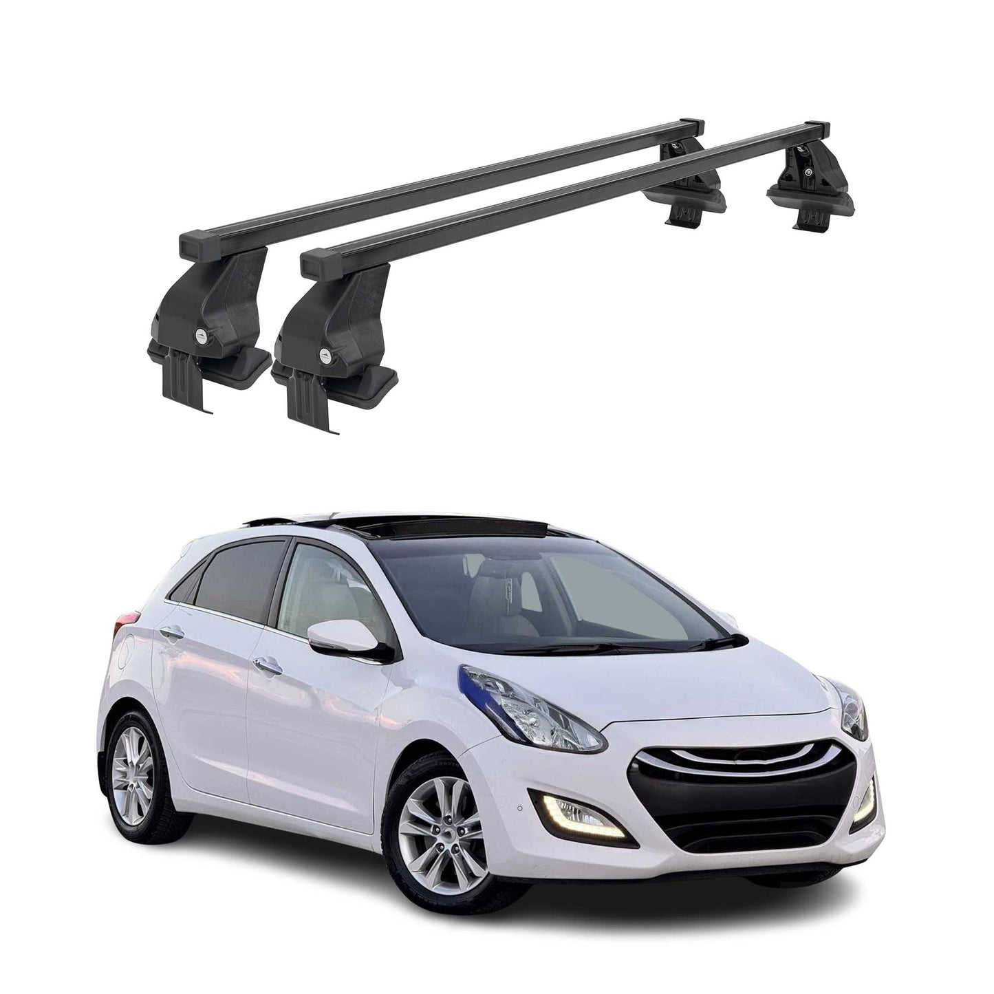 Menabo Dachträger Grundtäger für Hyundai i30 2011-2015 50kg Stahl Schwarz 2 tlg