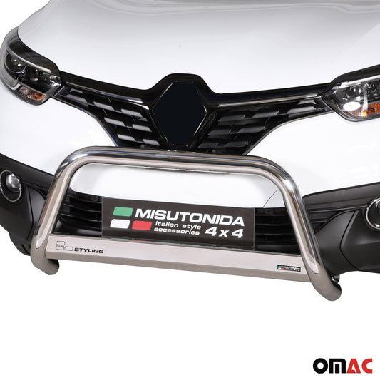 Bară de protecție/buton față pentru Renault Kadjar 2015-2018, ø63mm, oțel, argintiu