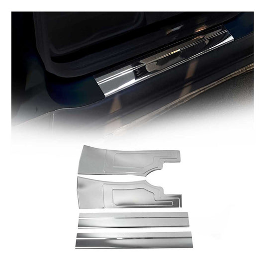 Ornamente prag uși pentru Ford Connect 2014-2024, oțel inoxidabil, argintiu, set 4 piese