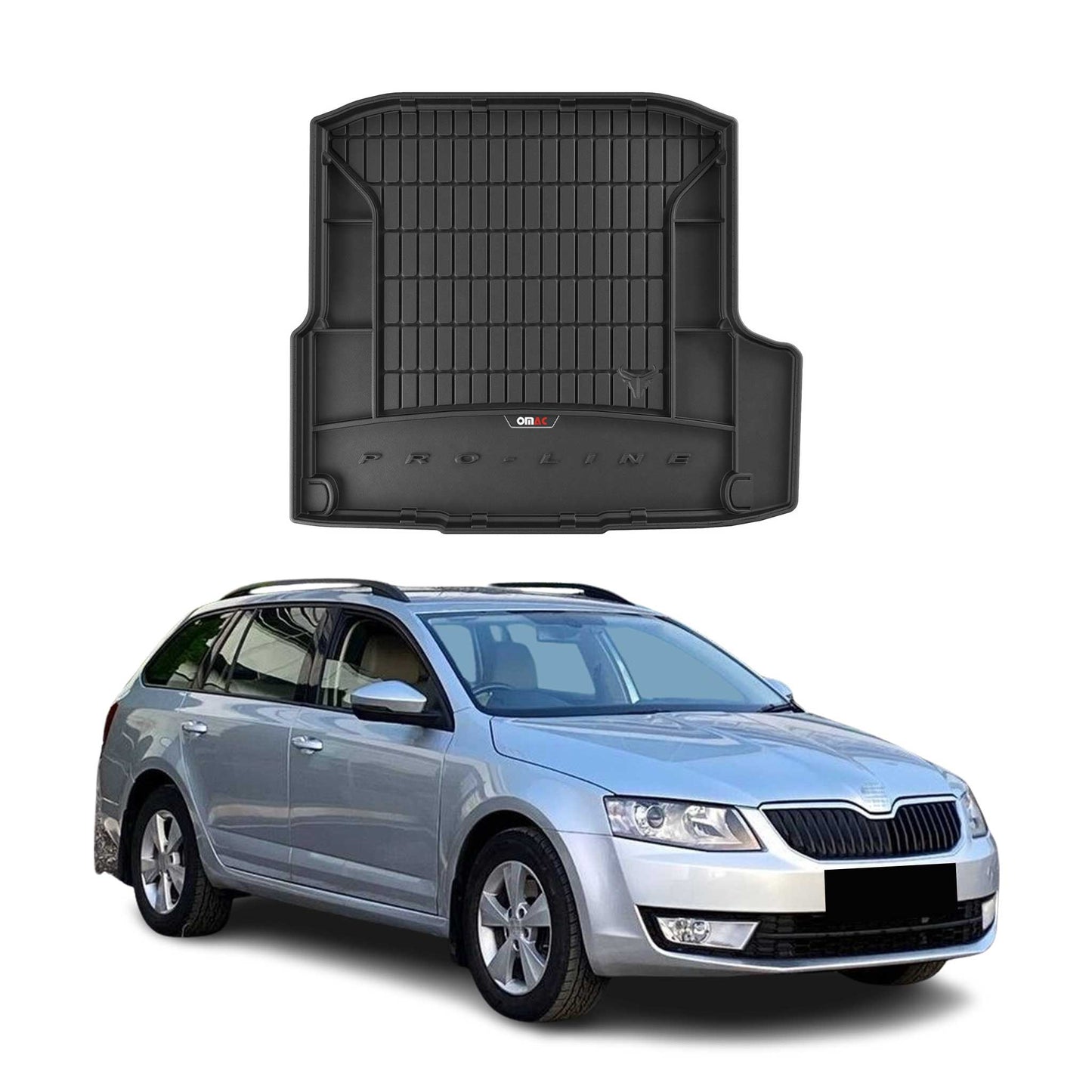 OMAC Gummi Kofferraumwanne für Skoda Octavia Kombi 2012-2019 TPE Schwarz