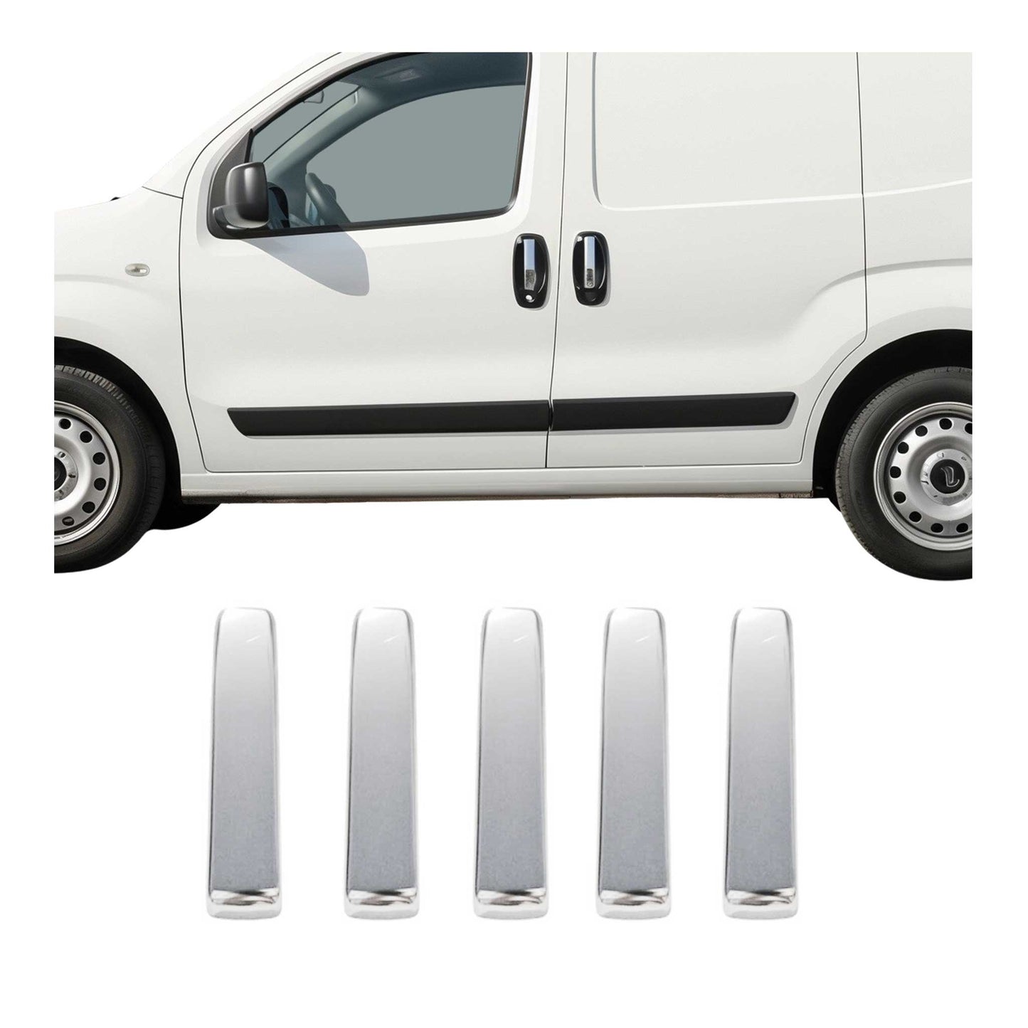 Capac mâner ușă, capace mâner ușă pentru Peugeot Bipper 2008-2020, oțel inoxidabil, argintiu, 5x