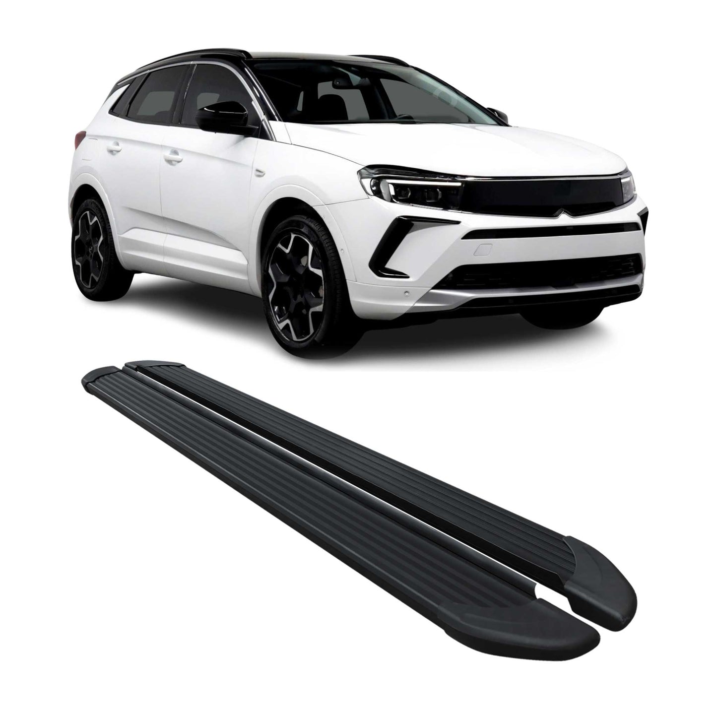 Seitenschweller Trittbretter Schweller für Opel Grandland 2021-2025 Alu Schwarz