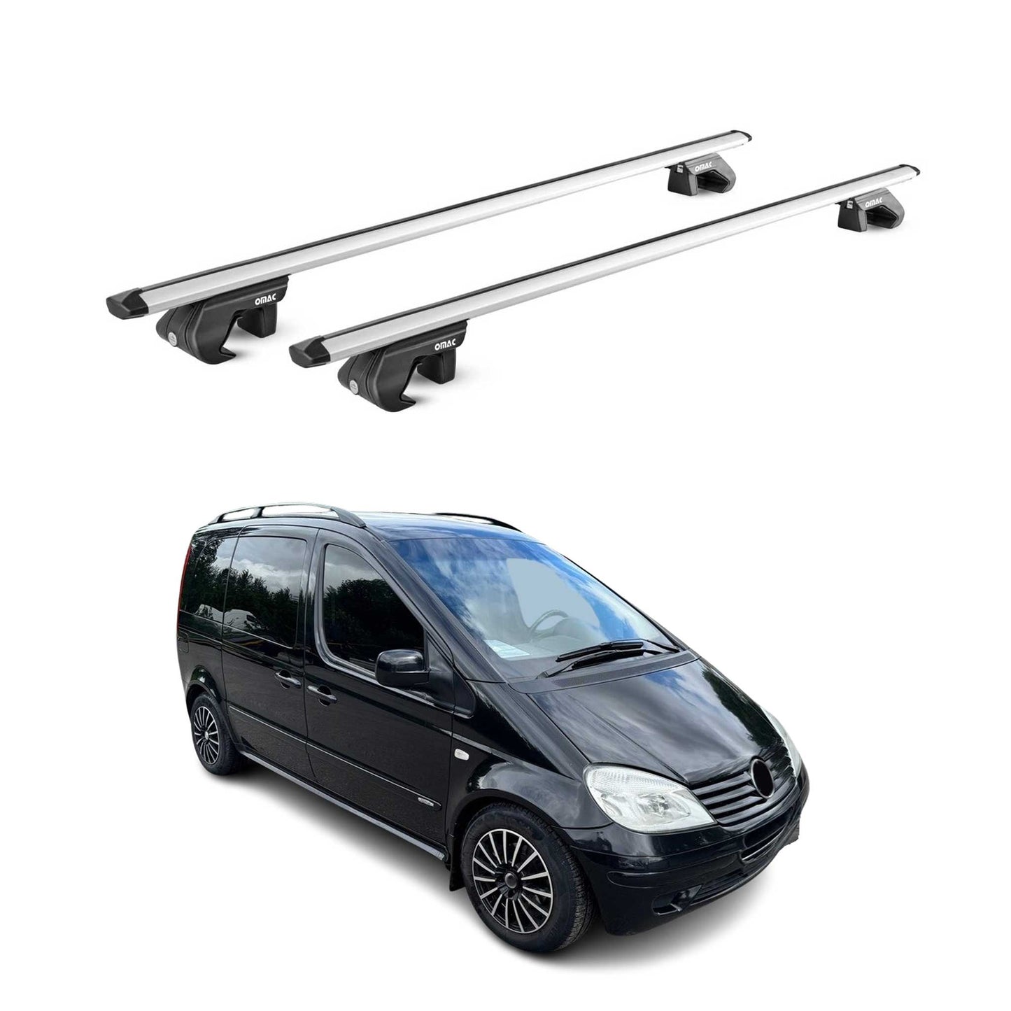 Portbagaj de plafon pentru Mercedes Vaneo W414 2002-2005 5 uși 90kg aluminiu ABE argintiu