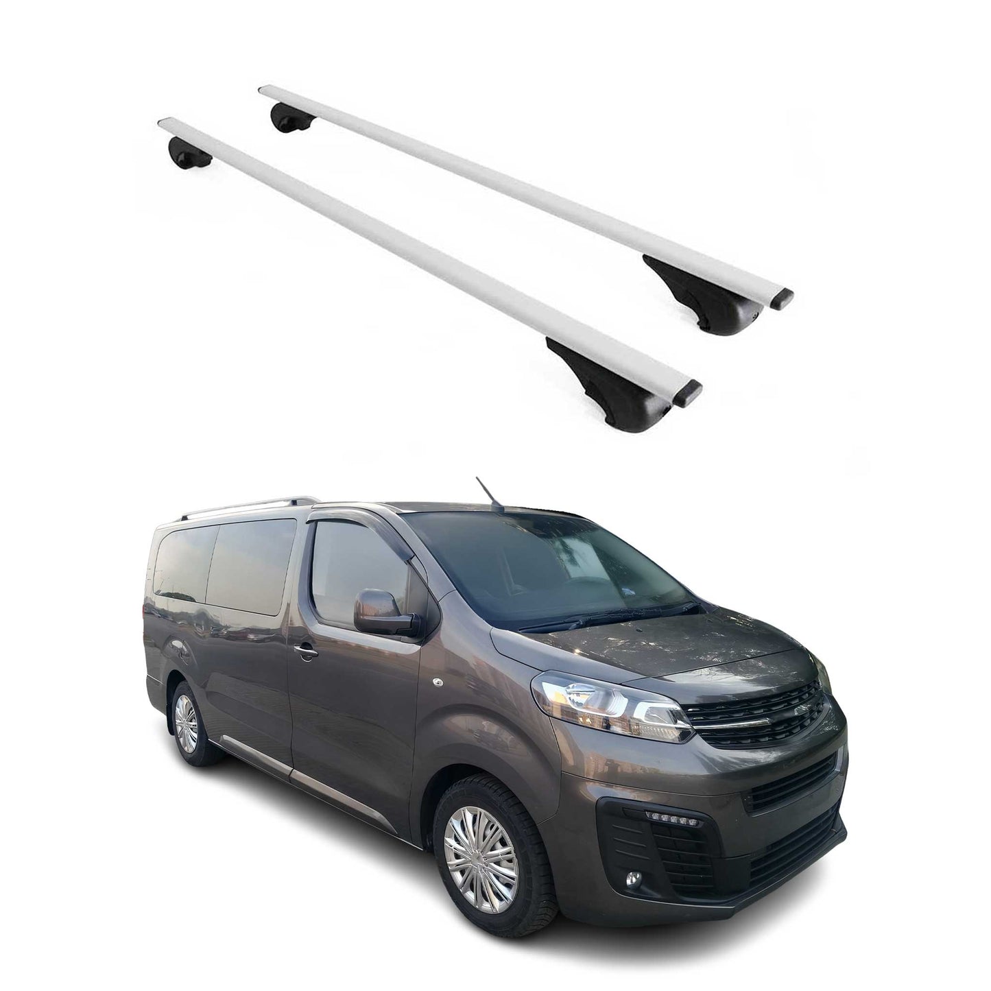 Portbagaj de plafon pentru Opel Vivaro C 2019-2025 75kg metal argintiu 2 buc