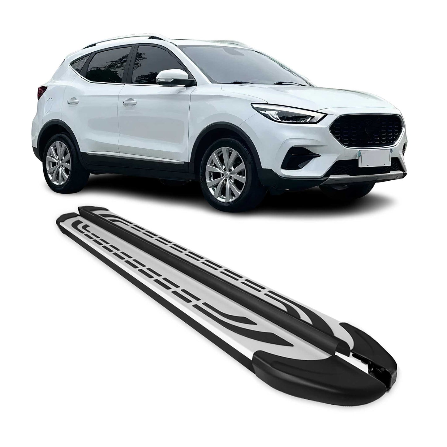 Trittbretter Seitenschweller für MG ZS 2018-2025 Silber Schwarz Aluminium 2 tlg
