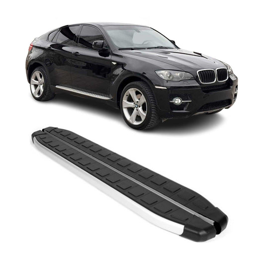 Trittbretter Schweller Seitenschweller für BMW X6 2008-2014 Silber Schwarz 2 tlg
