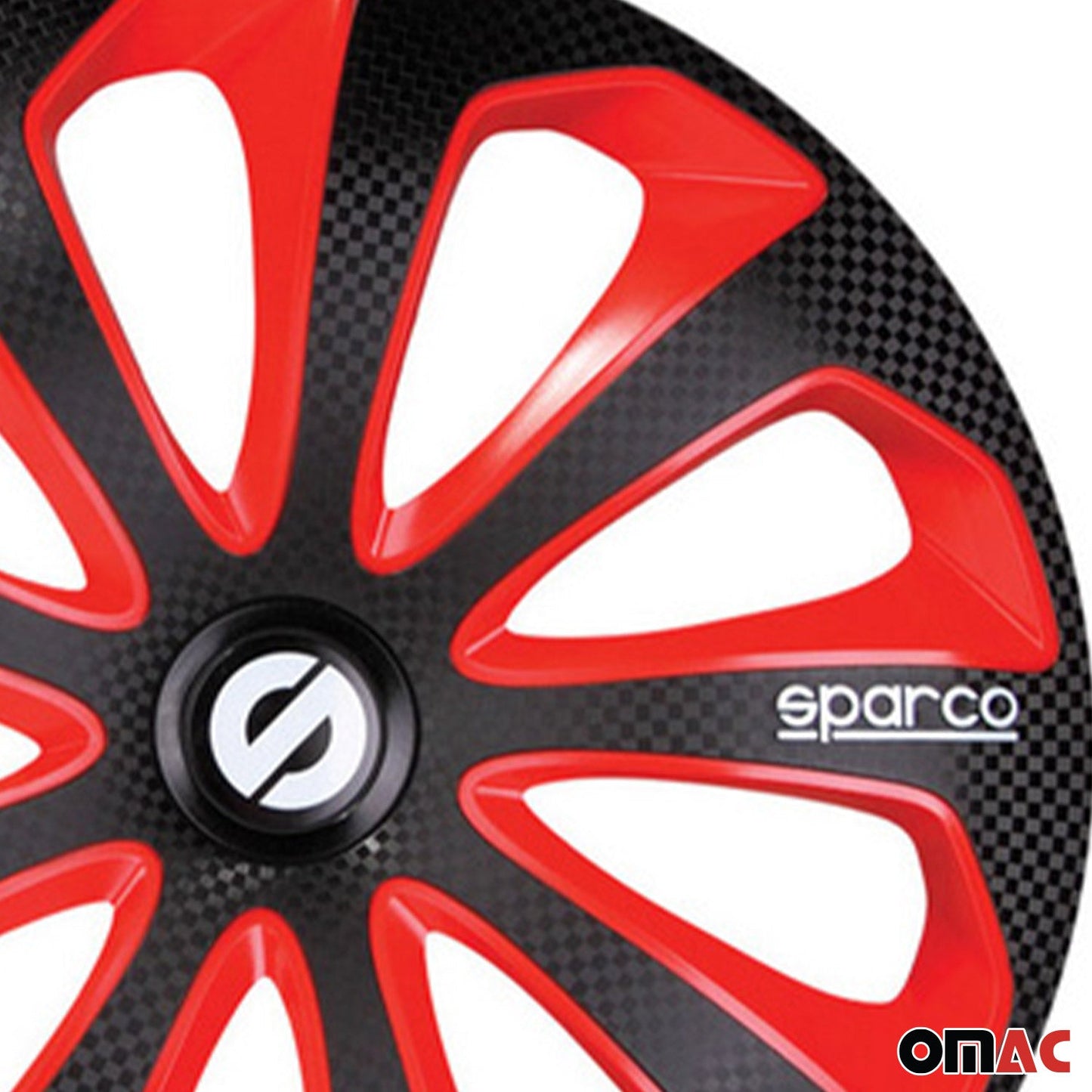 Radkappen Radzierblenden Sparco Sicilia 14" Zoll Abdeckung Schwarz Rot Carbon 4x