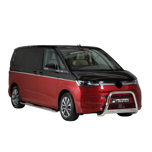 Praguri laterale din oțel inoxidabil, tuburi de prag pentru VW Multivan T7 2022-2025, argintii