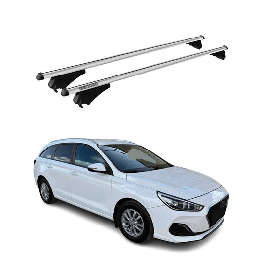 Bagażnik dachowy Menabo Base Carrier do Hyundai i30 kombi 2016-2025, aluminiowy, srebrny, 2 szt.
