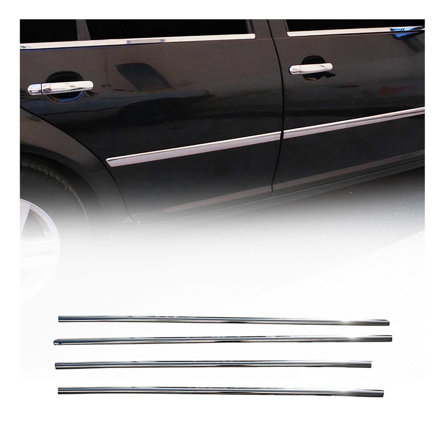 Benzi decorative pentru geamuri pentru VW Golf 2003-2008, oțel inoxidabil cromat, 4 bucăți