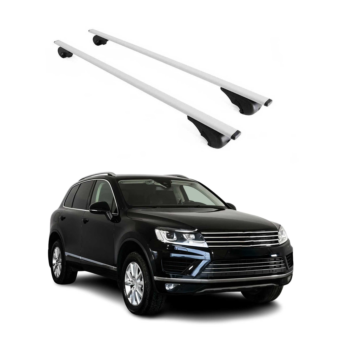 Portbagaj de plafon pentru VW Touareg mk2 2010-2018 75kg metal argintiu 2 buc