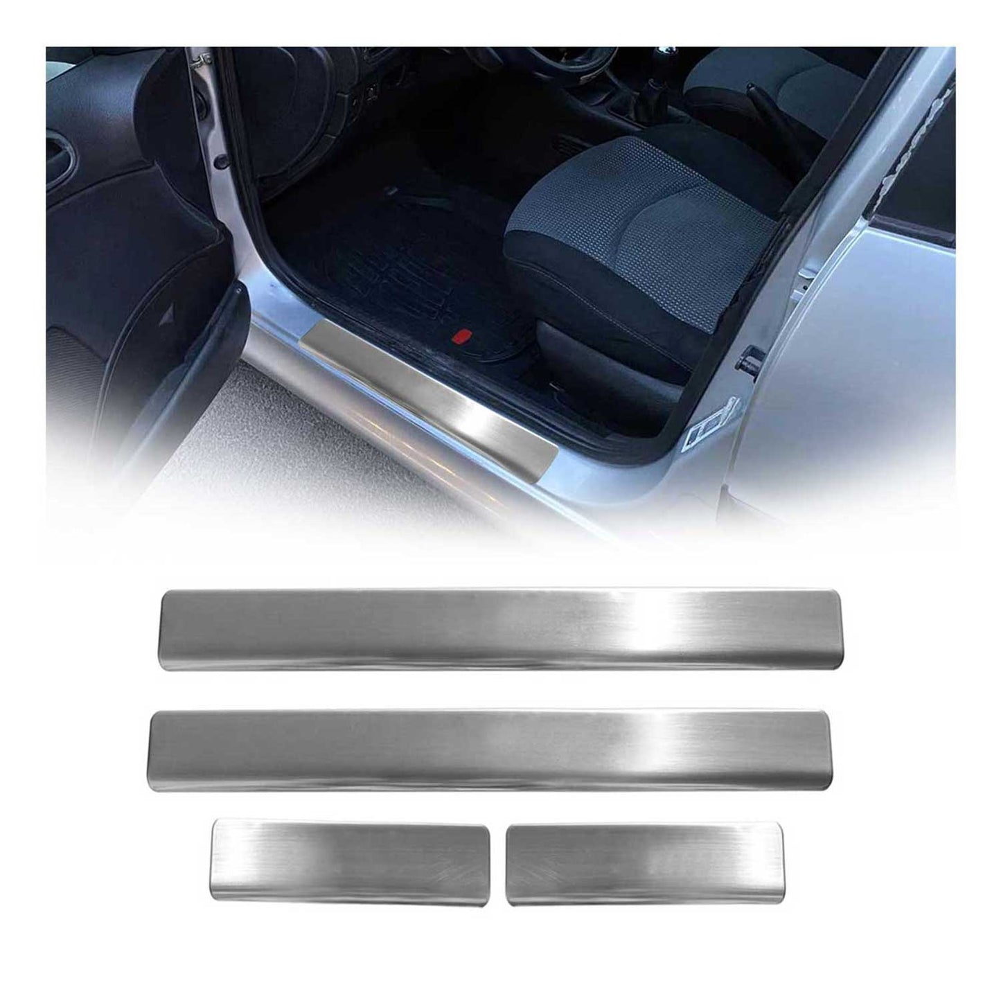 Einstiegsleisten Türschweller für Peugeot 206 1998-2010 Edelstahl Silber 4tlg