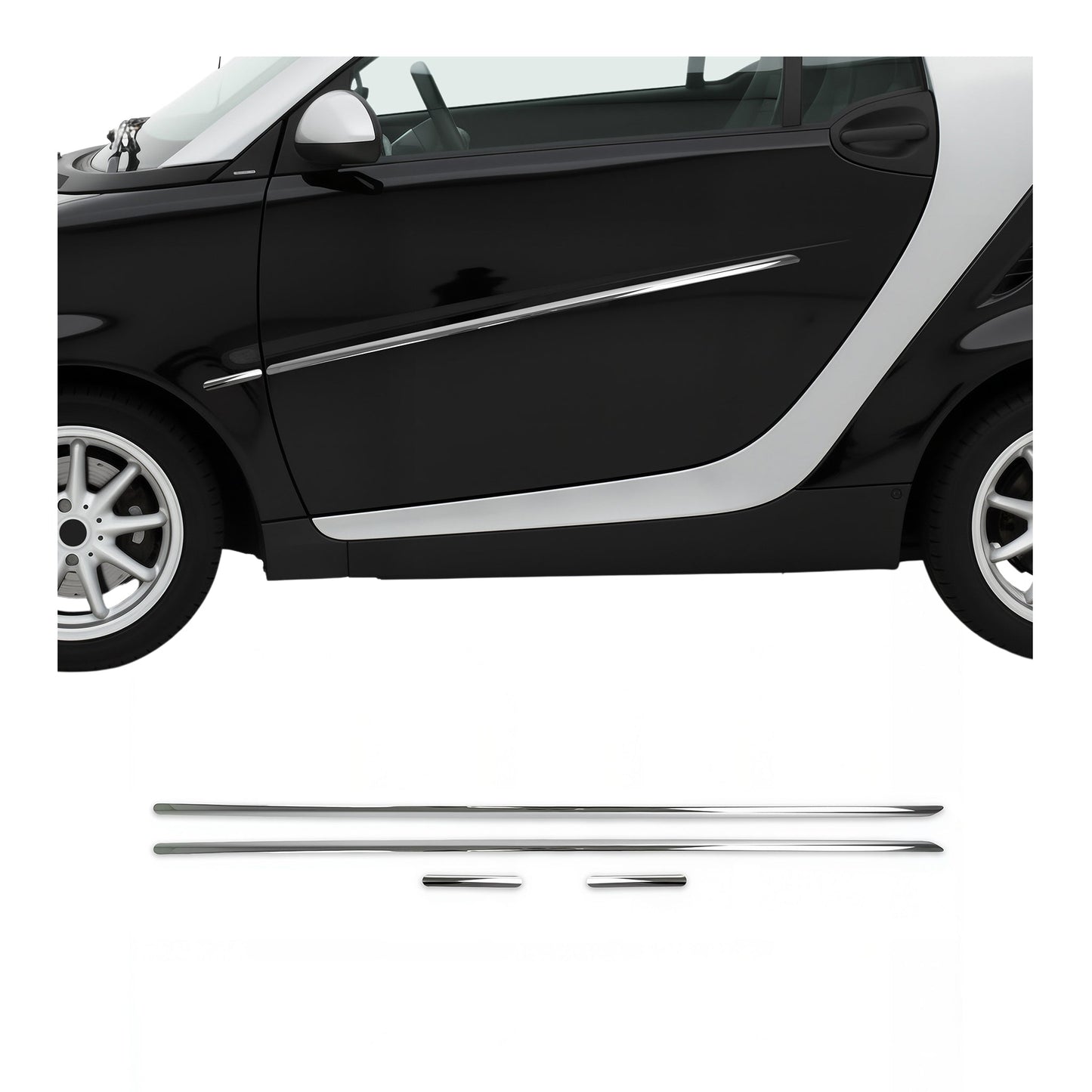 Bandouri laterale, bandaje uși, benzi decorative, oțel inoxidabil cromat, set de 4 piese pentru decapotabilă/coupe, modele cu 2 uși