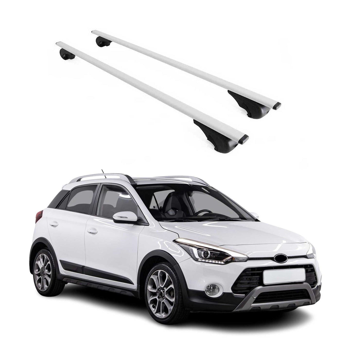 Portbagaj de plafon pentru Hyundai i20 2014-2020 75kg metal argintiu 2 buc