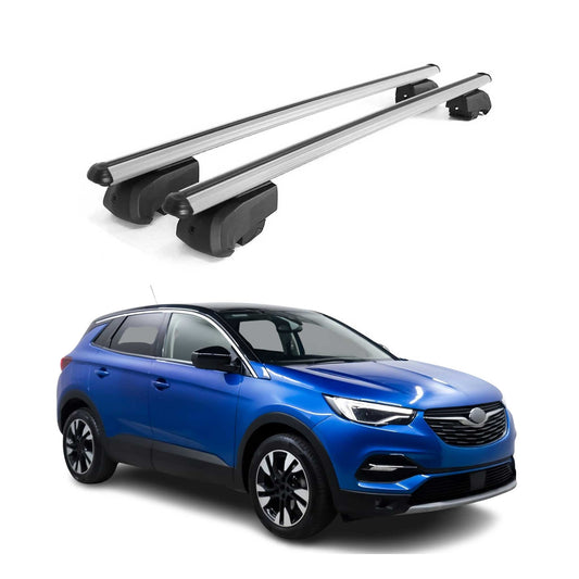 Dachträger Gepäckträger für Opel Grandland X 2017-2023 ABE Aluminium Grau 2x
