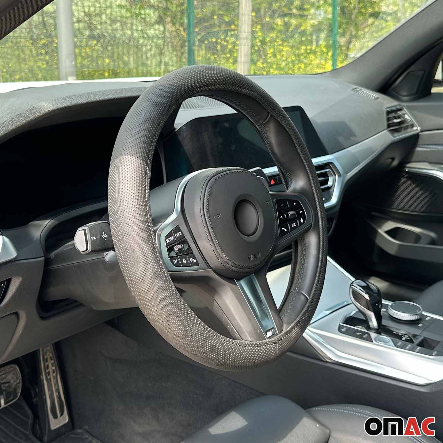 Lenkradbezug Lenkradschoner Lenkrad abdeckung Schwarz Gepunktet Ø 38-40 cm