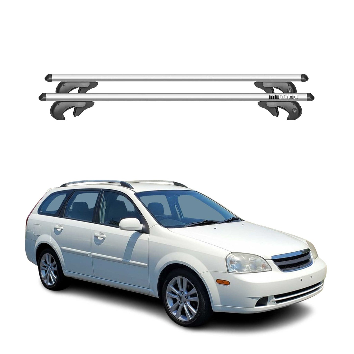 Menabo Dachträger Grundtäger für Suzuki Forenza 2002-2009 90kg Alu Silber 2 tlg