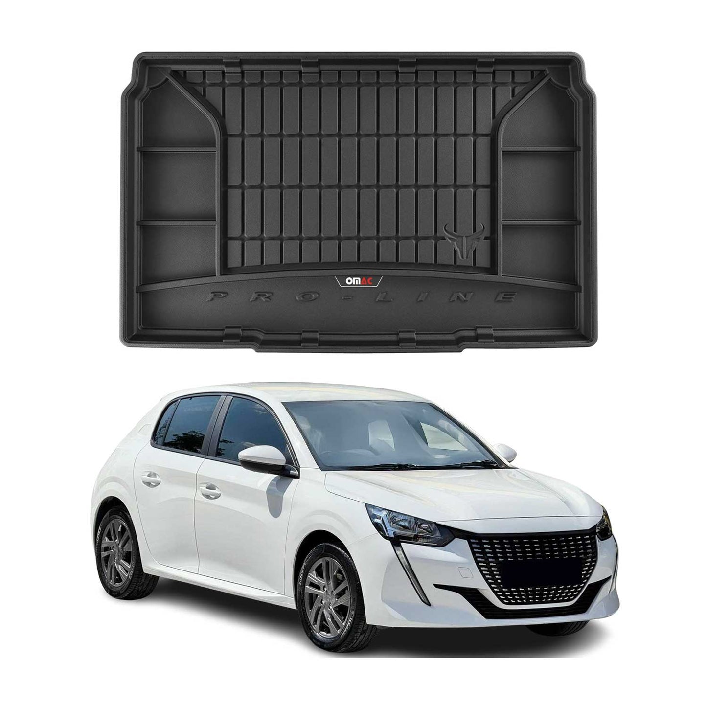 OMAC Gummi Kofferraumwanne für Peugeot 208 2019-2025 TPE Laderaumwanne Schwarz