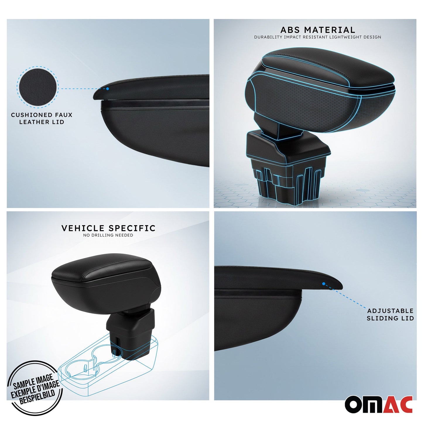 Mittelarmlehne Armlehne für Dacia Lodgy 2012-2024 PU-Leder Metall Schwarz