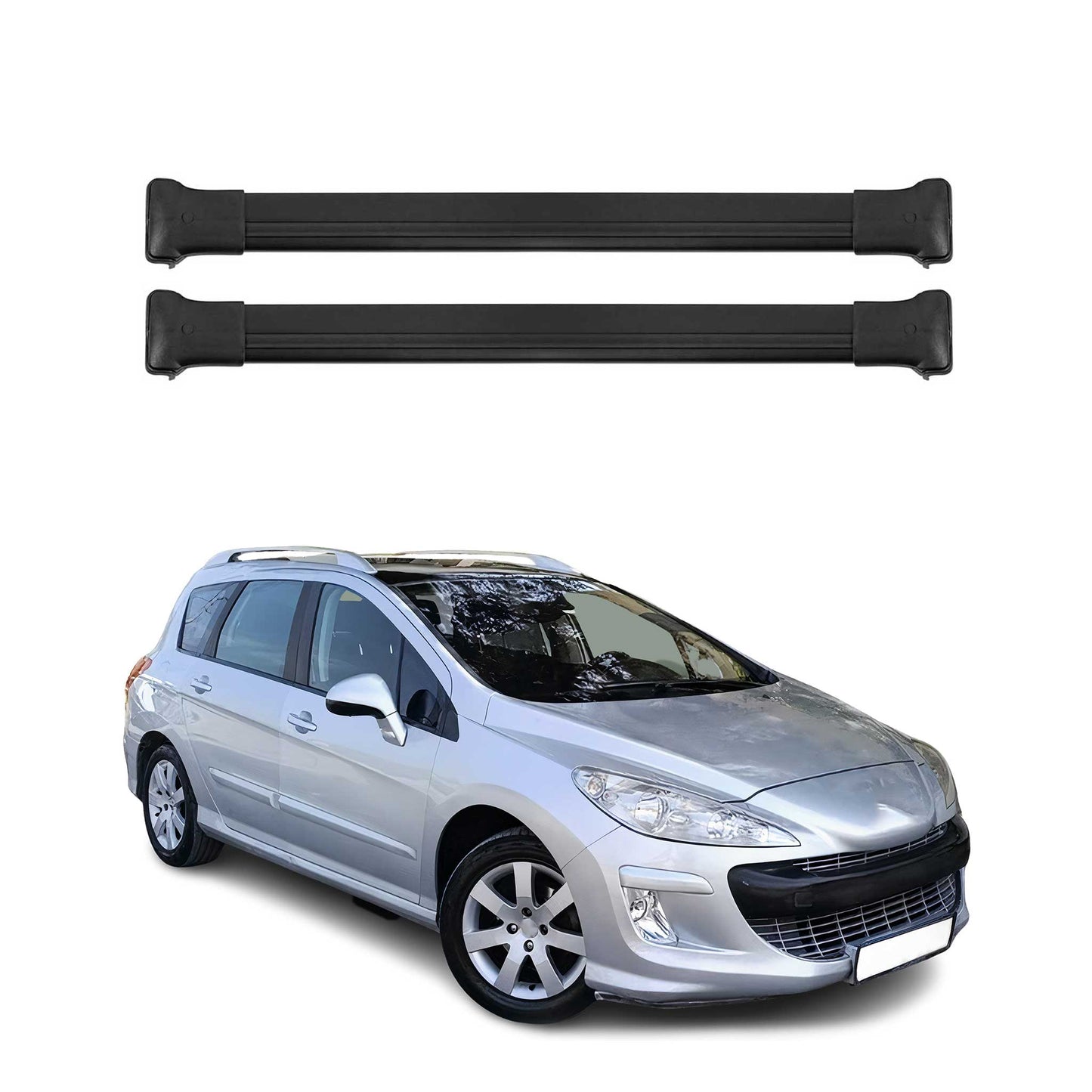 Portbagaj de plafon pentru Peugeot 308 Estate 2007-2013 75kg aluminiu negru 2 buc