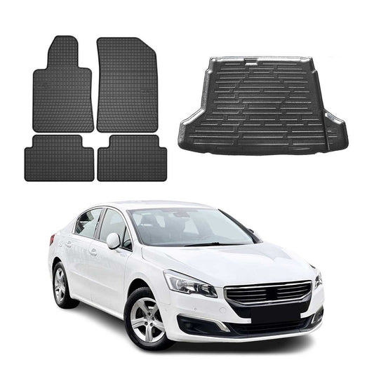 Set covorașe și portbagaj pentru Peugeot 508 Allure 2010-2018 cauciuc TPE 5x