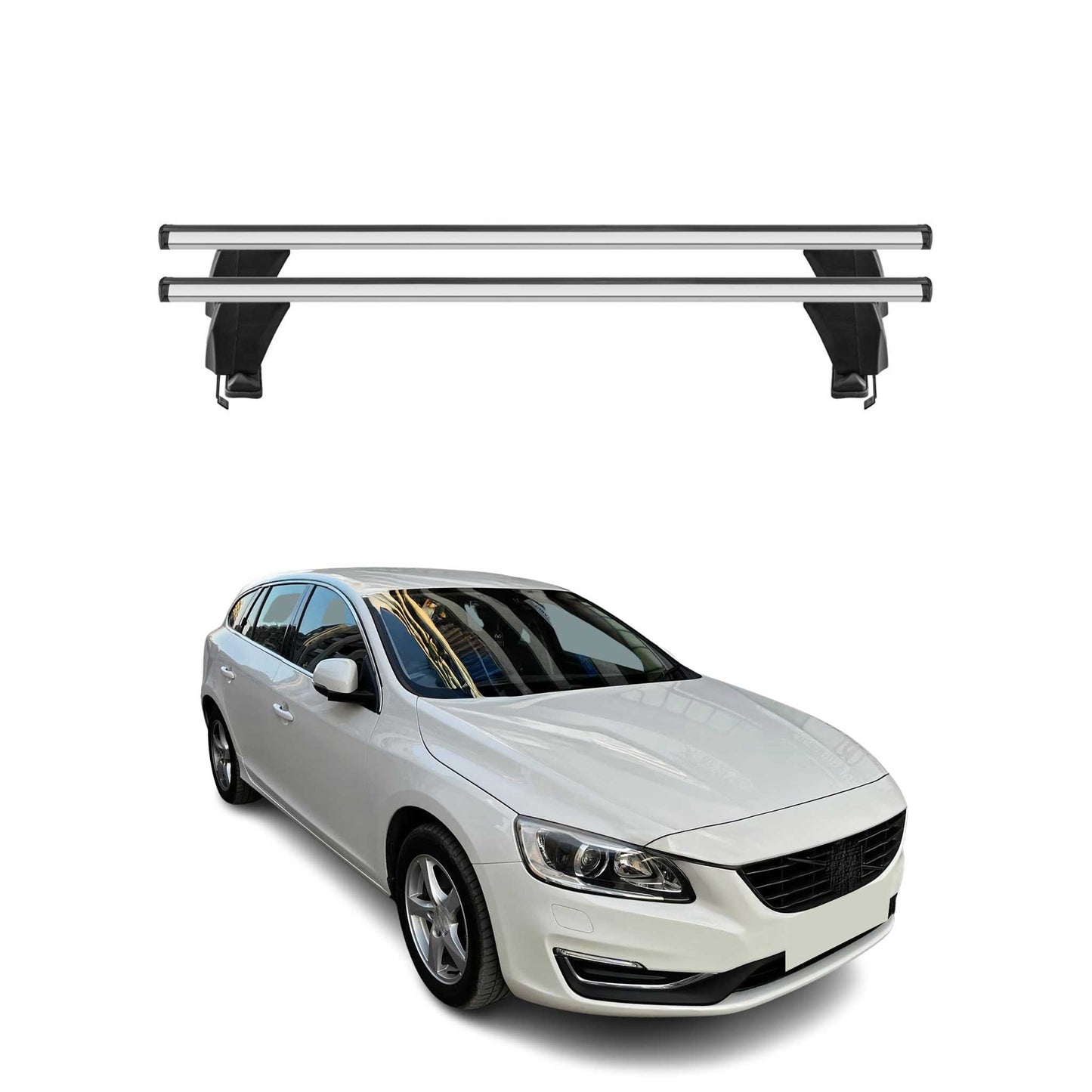 Menabo Dachträger Grundtäger für Volvo V60 2013-2018 FL 50kg Alu Silber 2 tlg