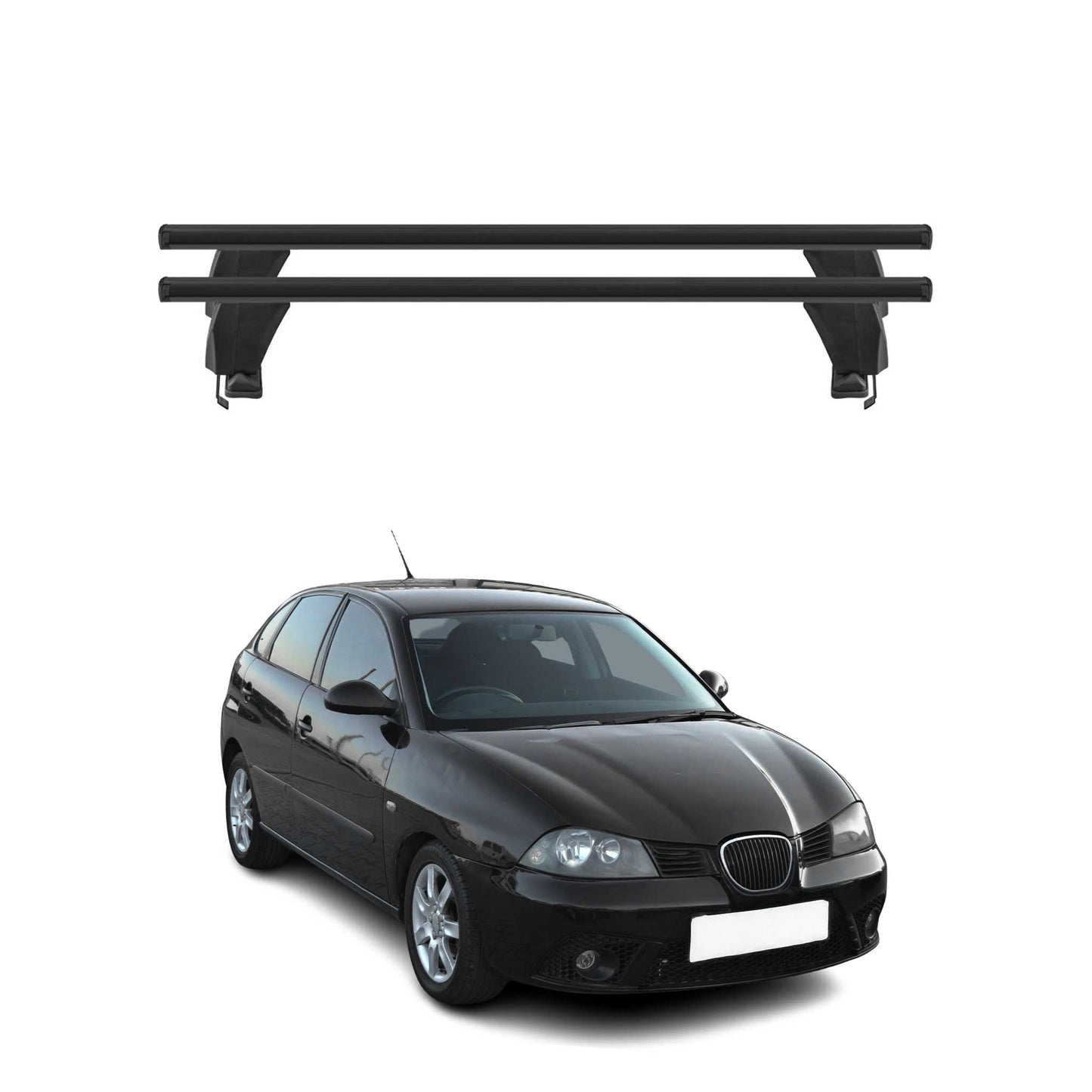 Menabo Dachträger Grundtäger für Seat Ibiza mk3 2002-2008 50kg Alu Schwarz 2 tlg