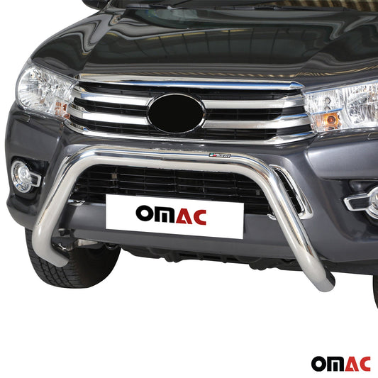 Bară de protecție/buton față pentru Toyota Hilux 2016-2018, ø76mm, oțel, argintiu, protecție