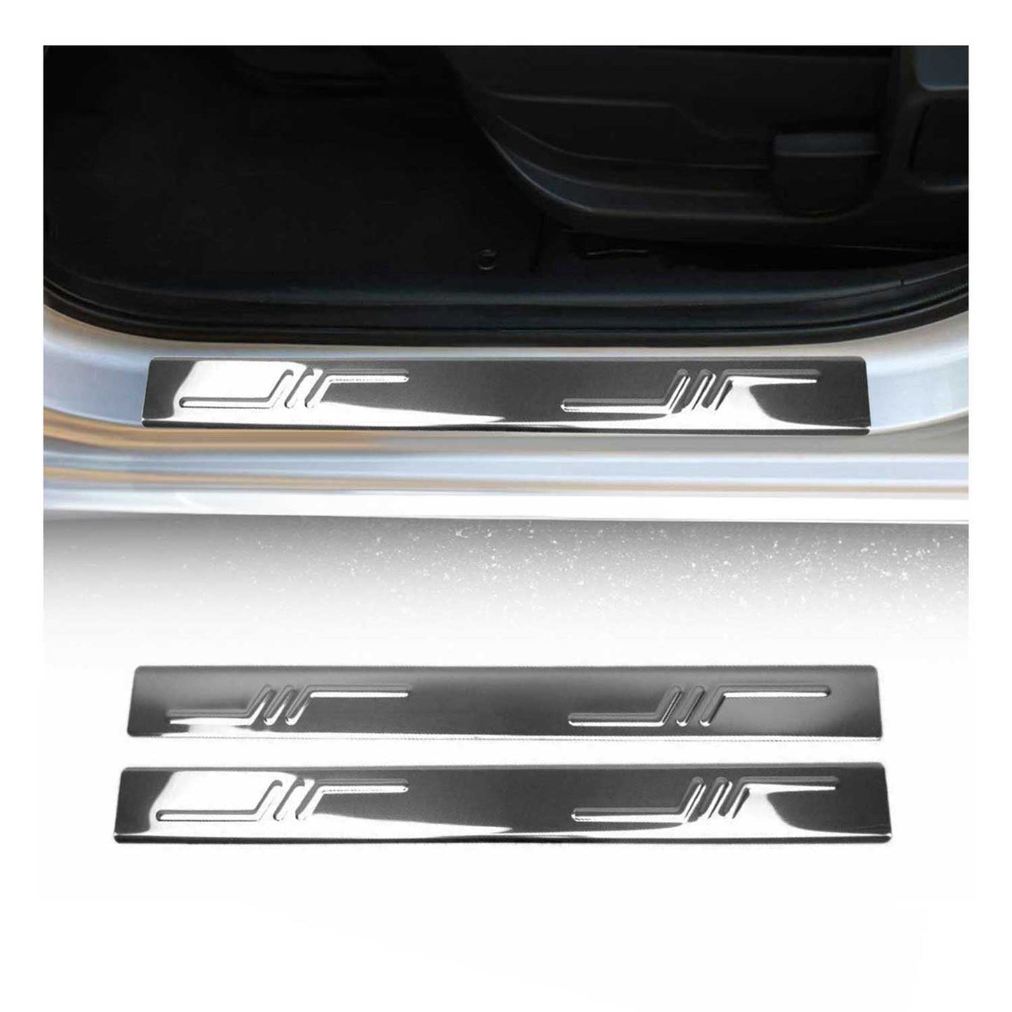 Ornamente prag uși pentru Citroen DS3 2010-2018, oțel inoxidabil, argintiu, set 2 piese