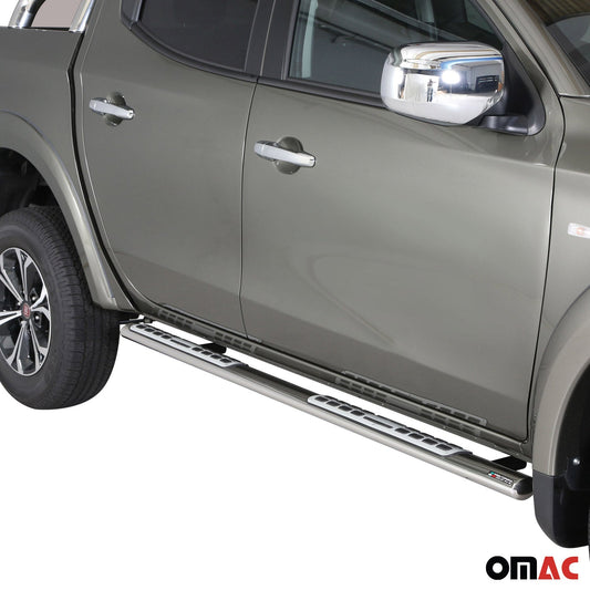 Stahl Seitenschweller Schwellerrohre für Fiat Fullback Double Cab 2016-2019 Grau