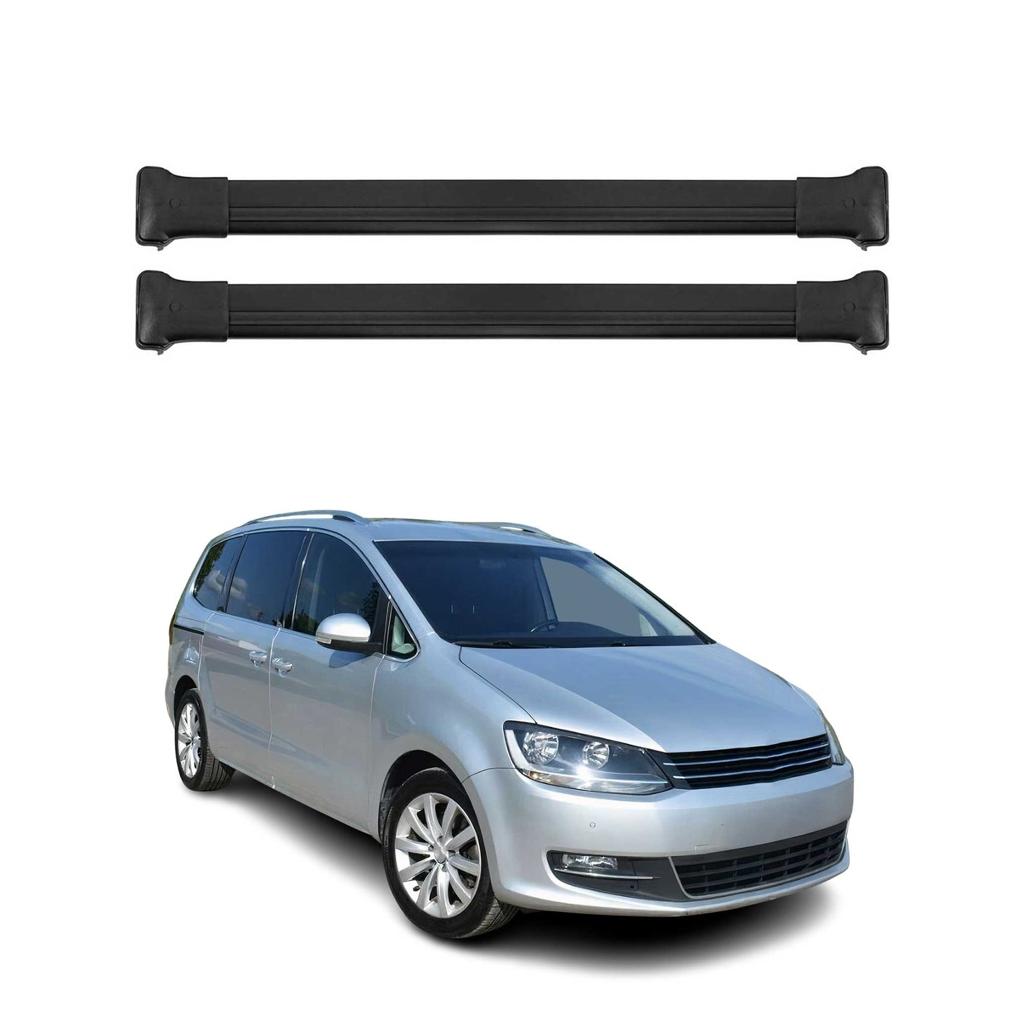 Dachträger Grundtäger für VW Sharan 7N 2010-2022 75kg Aluminium Schwarz 2 tlg