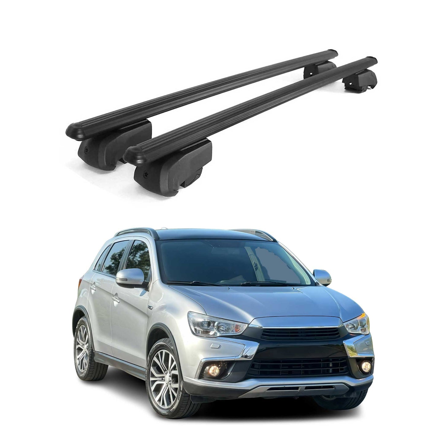 Portbagaj de plafon pentru Mitsubishi ASX 2010-2023 75kg aluminiu negru 2 piese