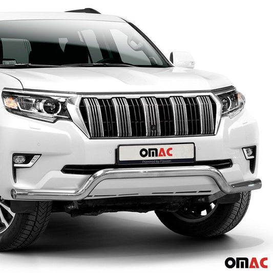 Bară de protecție/buton față pentru Toyota Land Cruiser 150 2017-2022, argintie, cu ABE (omologare de tip germană).