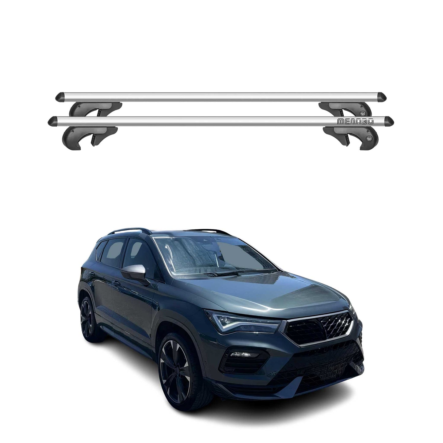 Menabo Dachträger Grundtäger für Cupra Ateca 2018-2025 90kg Alu Silber 2 tlg