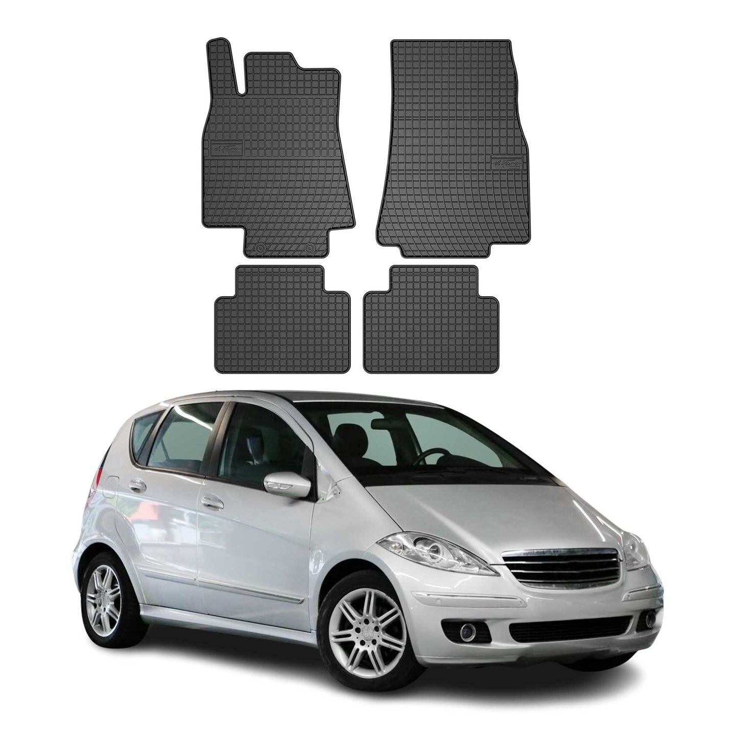 OMAC Gummi Fußmatten für Mercedes A Klasse W169 2004-2012 Automatten Schwarz 4x