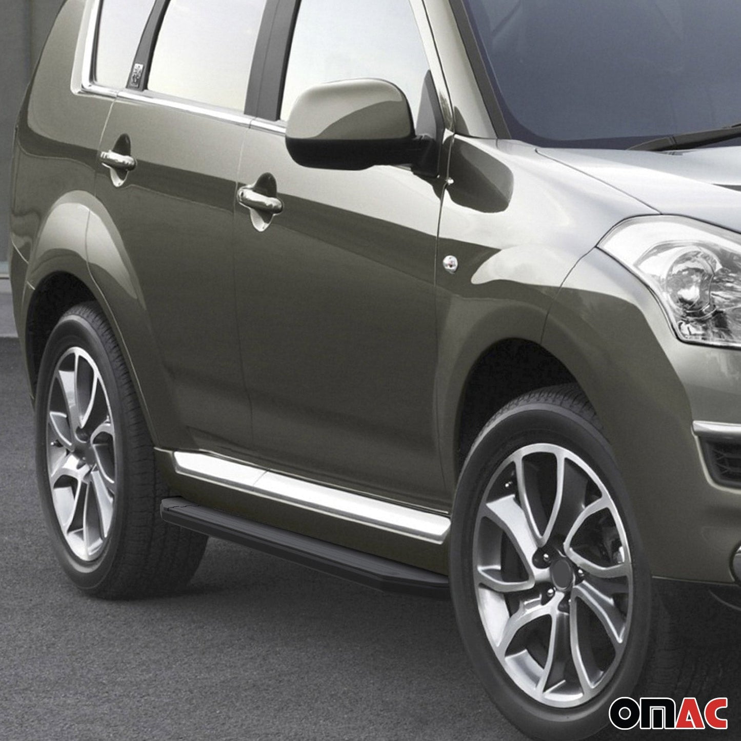 Trittbretter Seitenschweller für Citroen C-Crosser 2007-2013 ABE Schwarz Alu