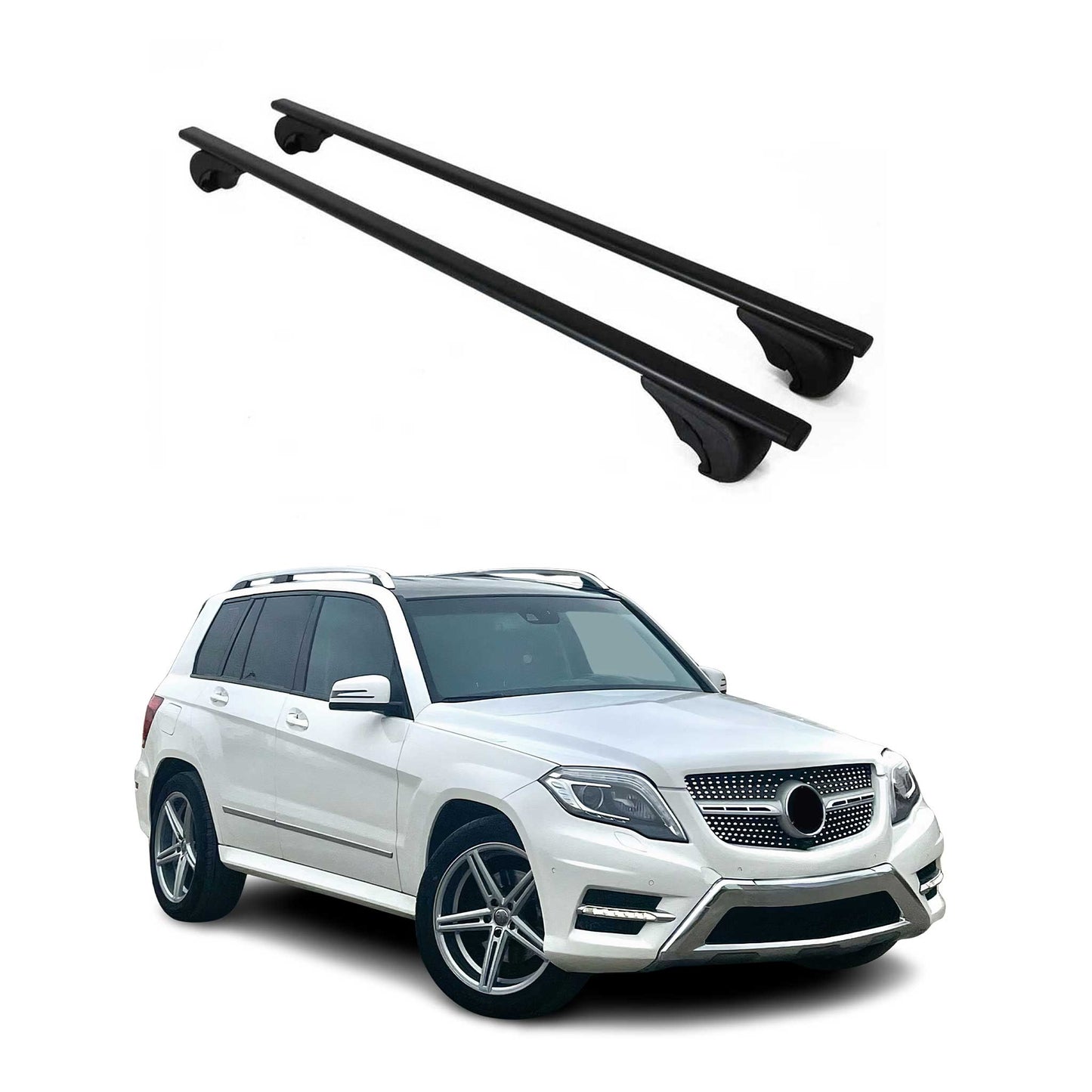 Dachträger Grundtäger für Mercedes GLK Klasse X204 2008-2015 75kg Metall Schwarz