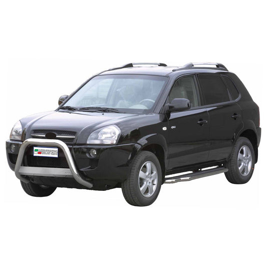 Bară de protecție/buton față pentru Hyundai Tucson 2004-2009, ø63mm, oțel, argintiu