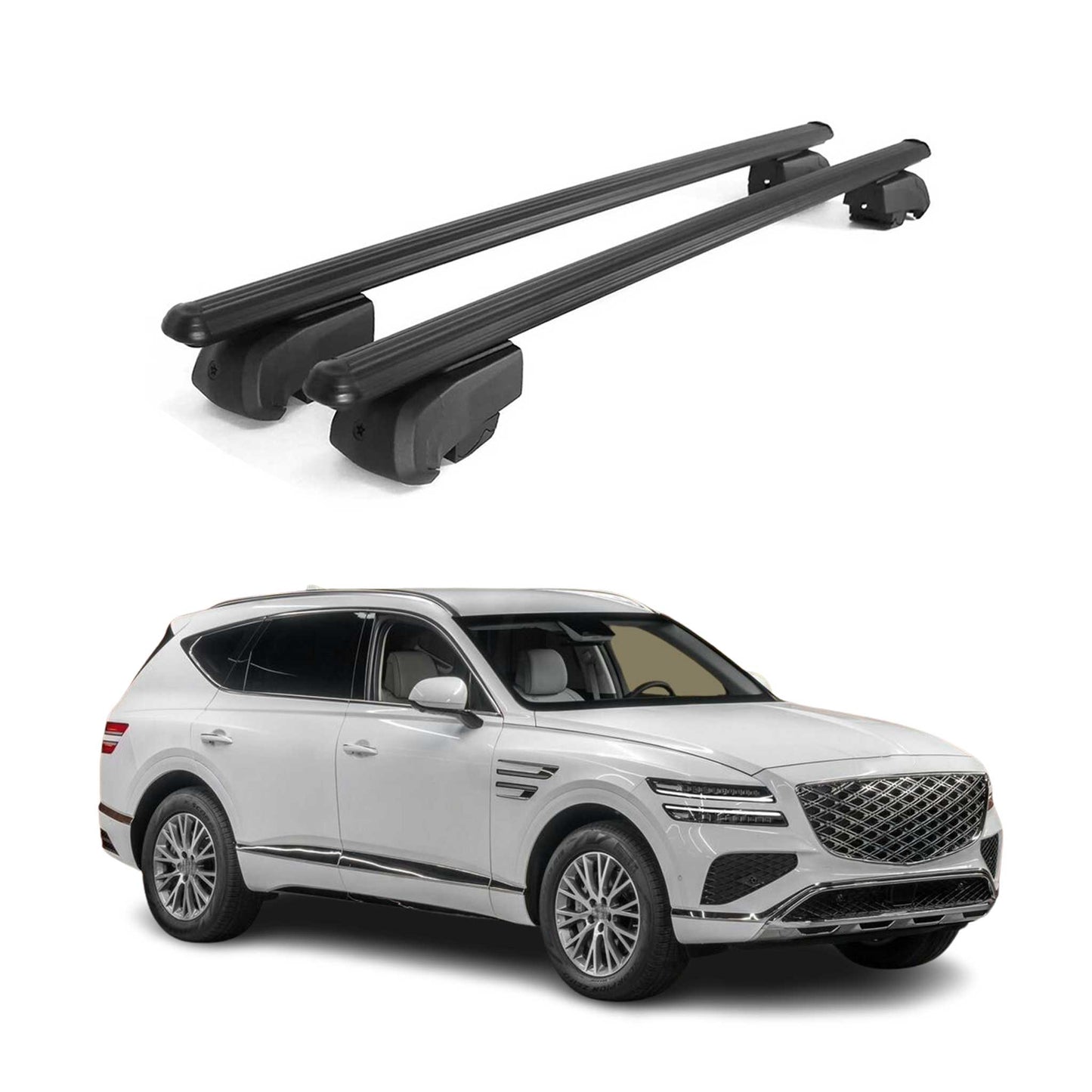 Dachträger Gepäckträger für Genesis GV80 2020-2023 ABE Aluminium Schwarz 2x