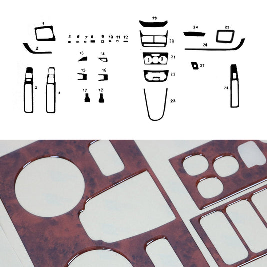 Ornamente interioare cockpit pentru Fiat Doblo 2000-2010, aspect lemn masiv, 25 bucăți