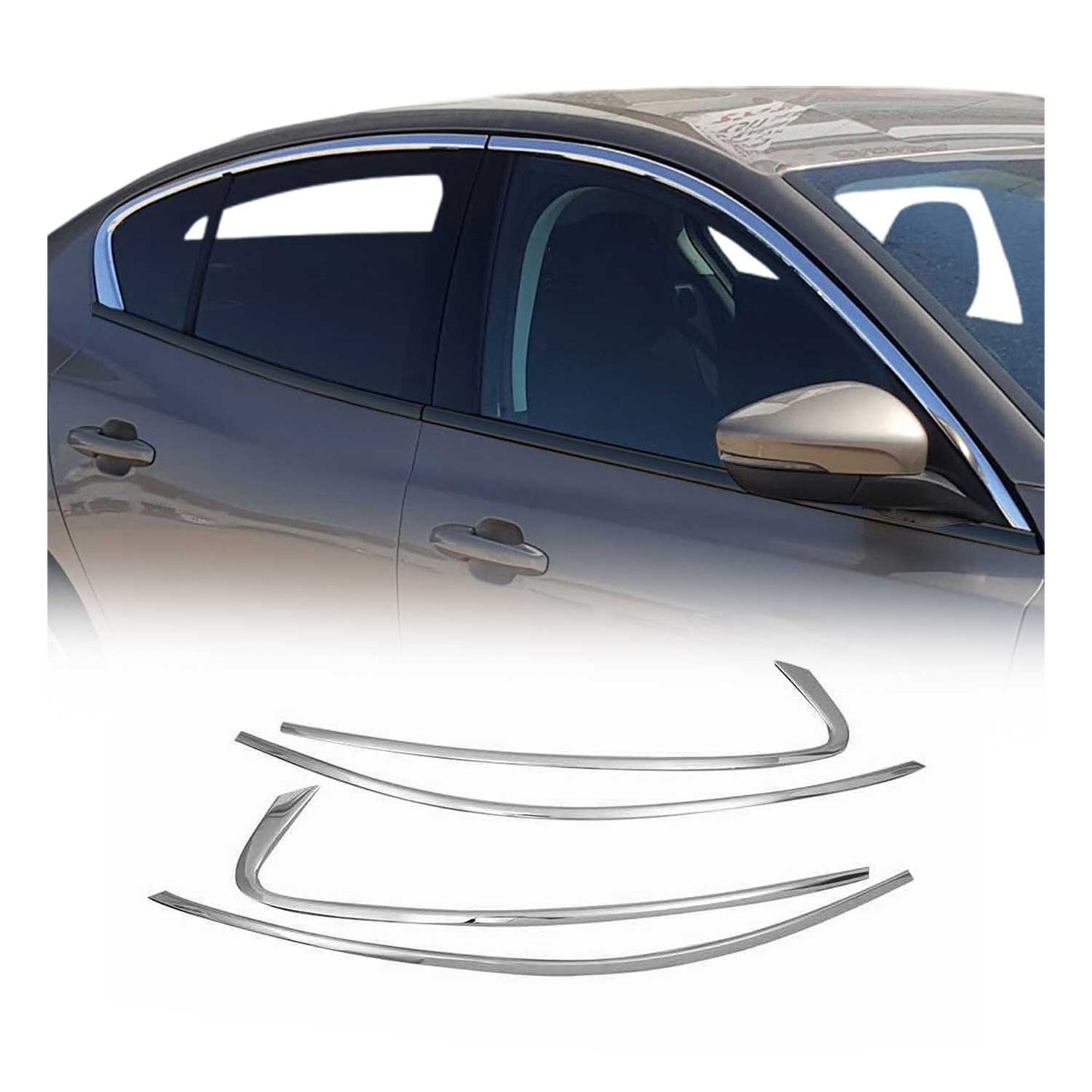 Fensterleisten Zierleisten für Ford Focus 2018-2021 Oben Edelstahl Chrom 4tlg