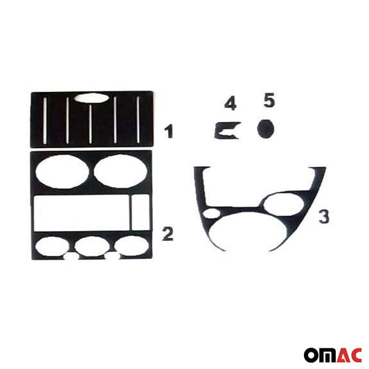 Ornamente interioare pentru cockpit pentru Ford Fusion 2002-2005, aspect aluminiu, 5 bucăți