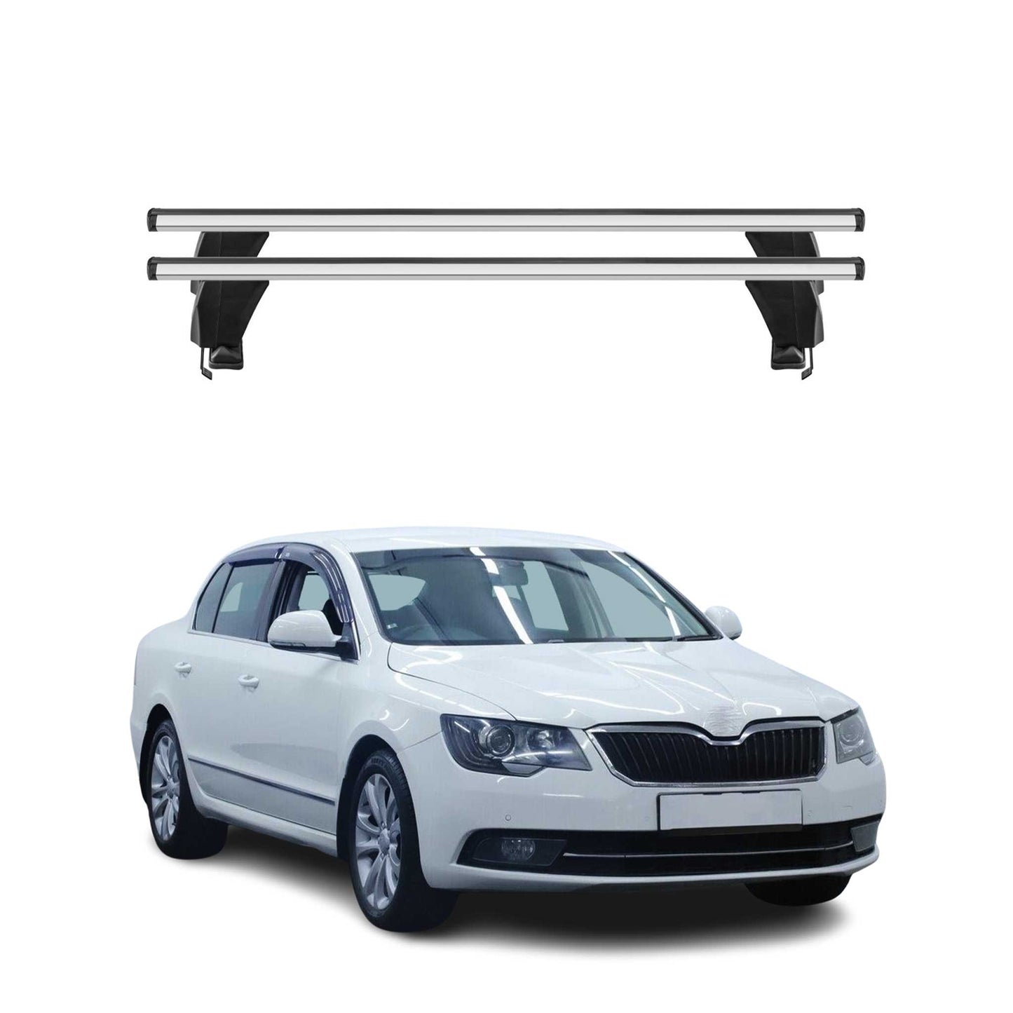 Menabo Dachträger für Skoda Superb mk2 2008-2013 Pre-FL 50kg Alu Silber 2x