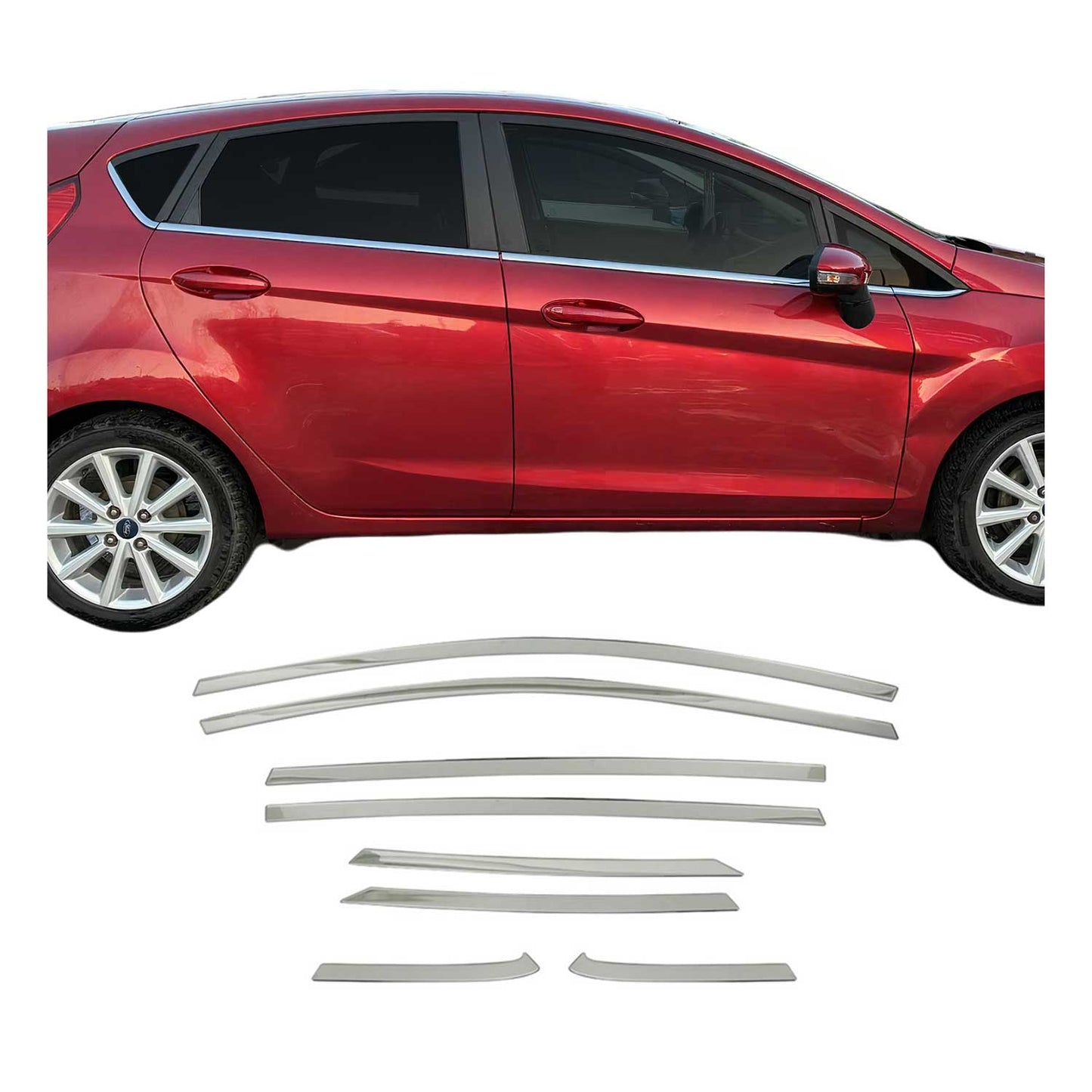 Fensterleisten Zierleisten für Ford Fiesta 2017-2021 Schrägheck Edelstahl 8tlg