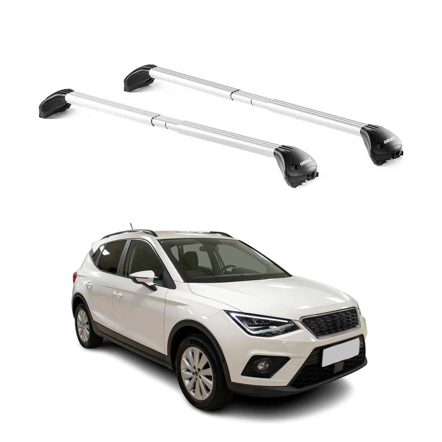 Portbagaj de plafon pentru Seat Arona 2017-2025 5 uși 100 kg aluminiu argintiu 2 piese ABE