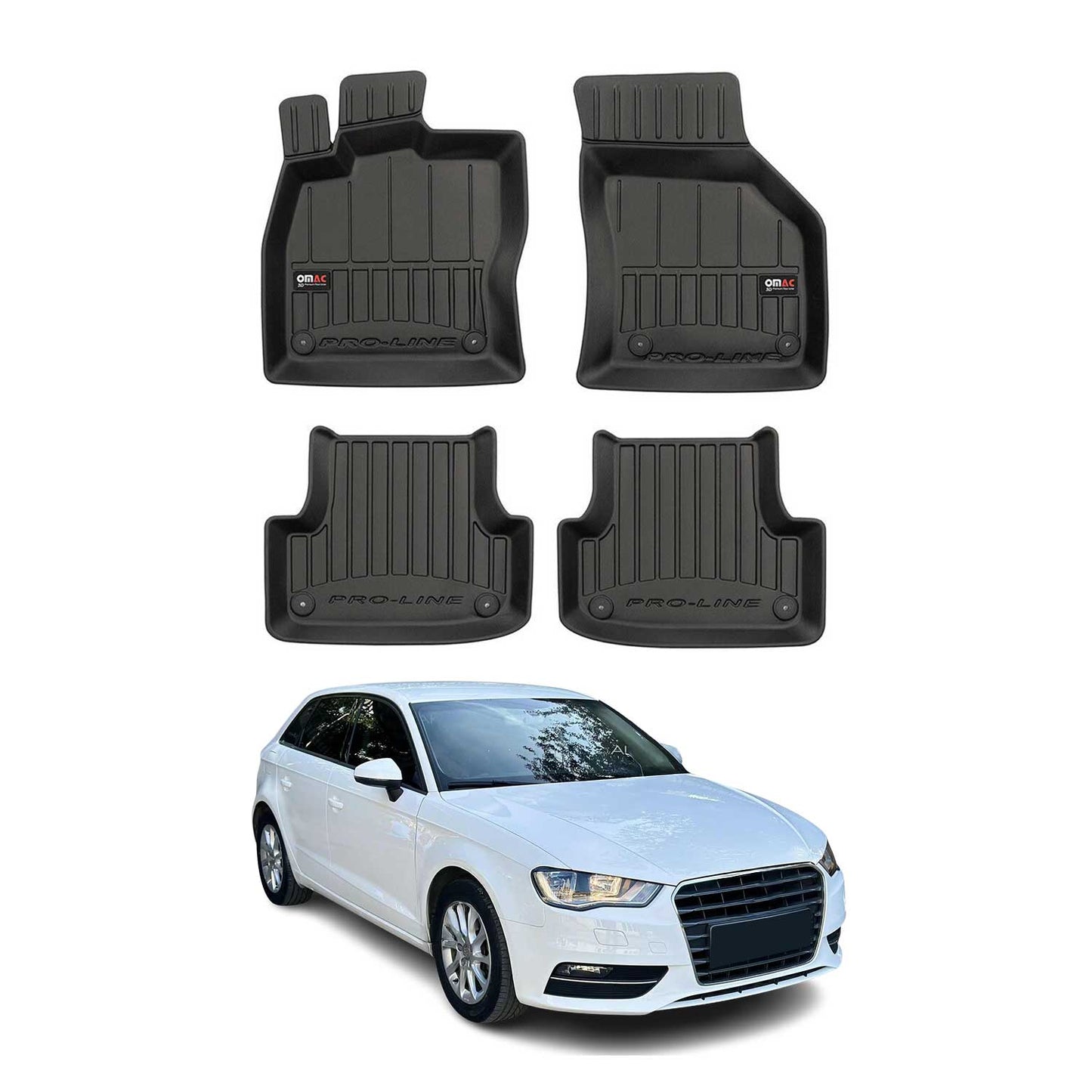 2012-2020 Audi A3 8V Sportback Limo Fußmatten TPE Schwarz 4 tlg