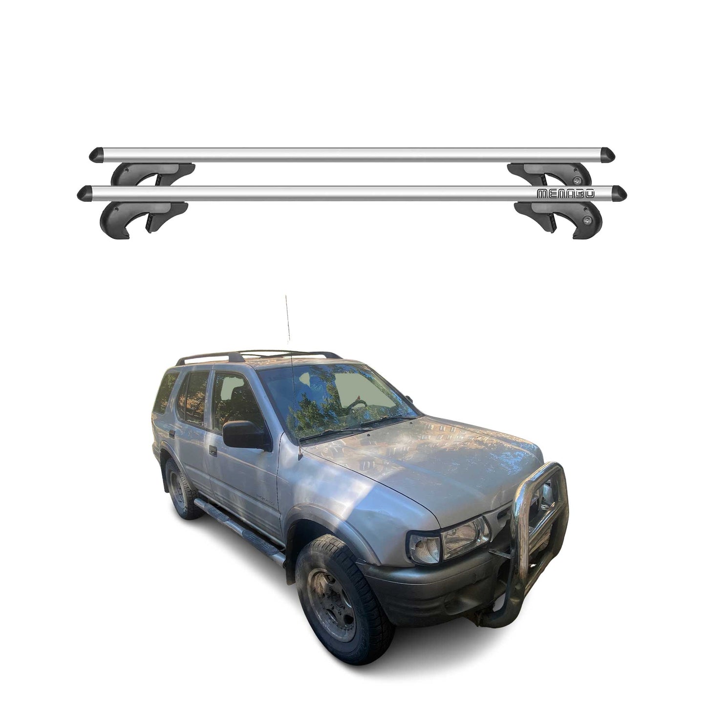 Menabo Dachträger Grundtäger für Isuzu Rodeo 1998-2004 90kg Alu Silber 2 tlg