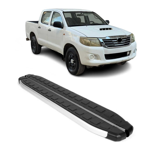 Seitenschweller Trittbretter für Toyota Hilux DoubleCab 2005-15 Alu Schwarz