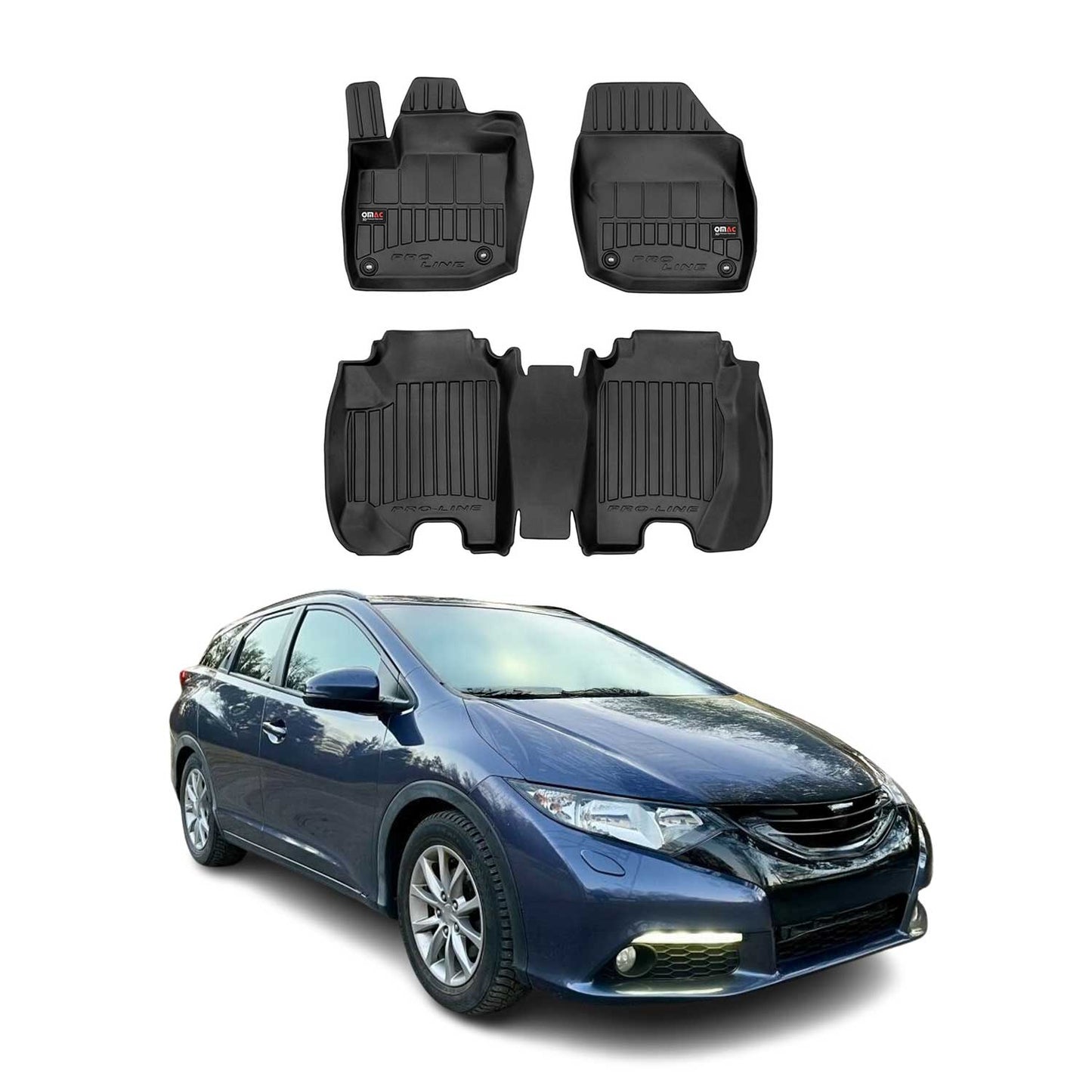 2012-2016 Honda Civic Hatchback Tourer Fußmatten TPE Schwarz 3 tlg