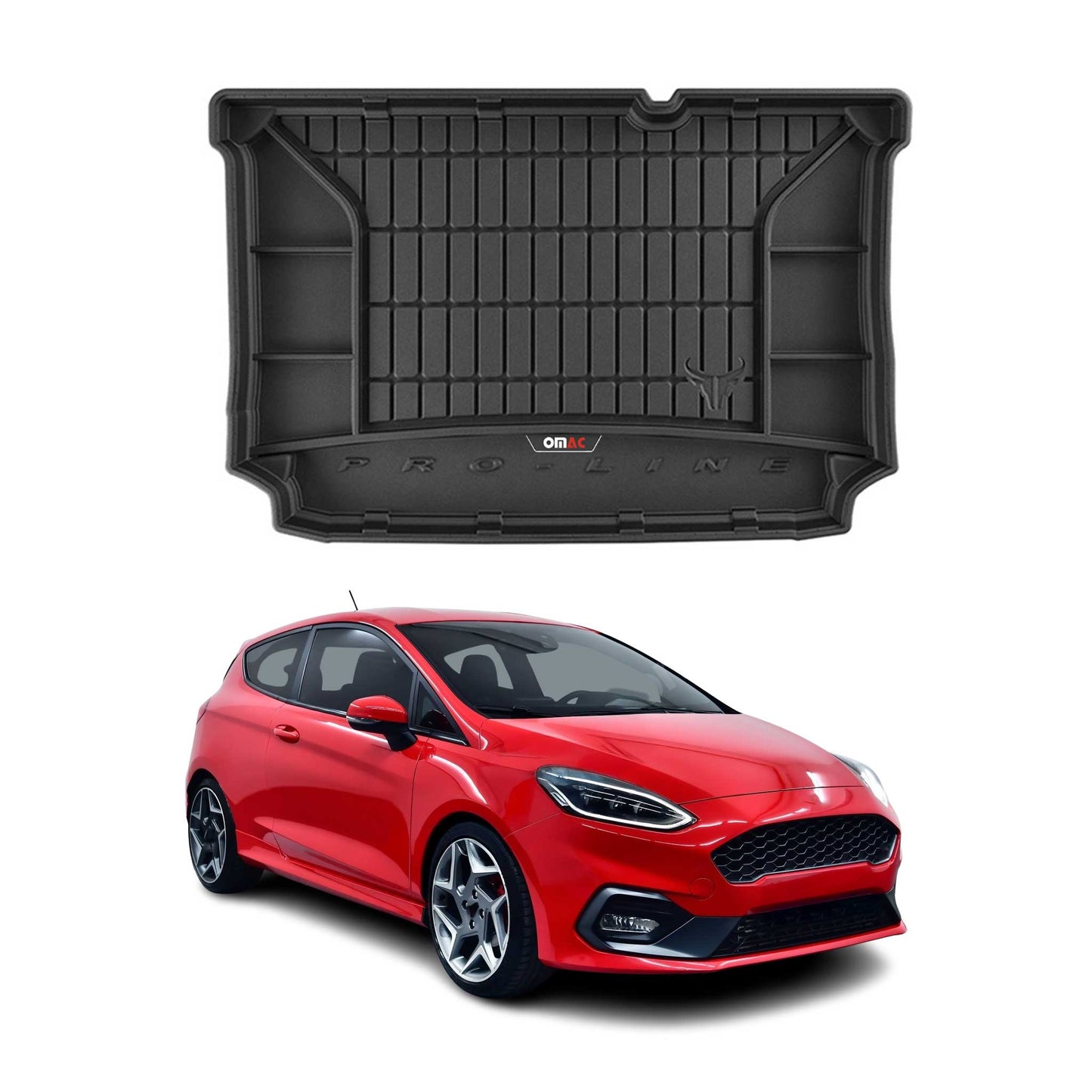 OMAC Gummi Kofferraumwanne für Ford Fiesta MK7 2017-2024 5tür 3D TPE Schwarz